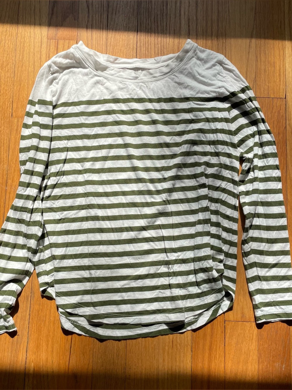 Loft Striped Olive & White Long Sleeve Tee